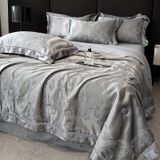  B67 - Bộ Chăn Ga Gối Lụa Gấm 60s 4 Món Xám 