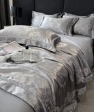  B67 - Bộ Chăn Ga Gối Lụa Gấm 60s 4 Món Xám 