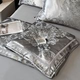  B67 - Bộ Chăn Ga Gối Lụa Gấm 60s 4 Món Xám 