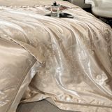  B68 - Bộ Chăn Ga Gối Lụa Gấm 60s 4 Món Be Nâu 