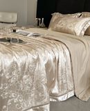  B68 - Bộ Chăn Ga Gối Lụa Gấm 60s 4 Món Be Nâu 