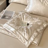  B68 - Bộ Chăn Ga Gối Lụa Gấm 60s 4 Món Be Nâu 