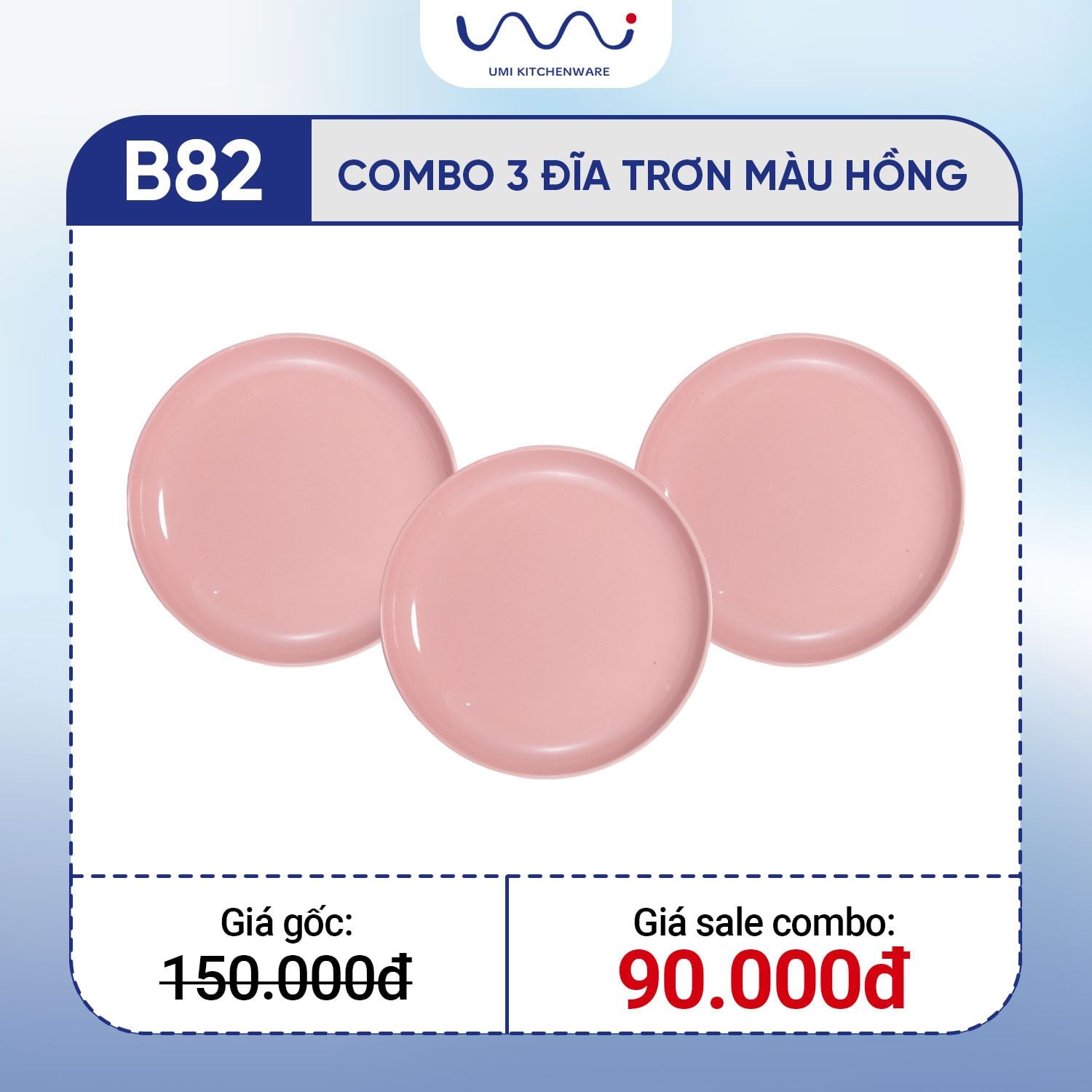  B82 - Combo 3 đĩa trơn màu hồng 