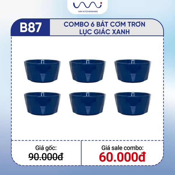 B87 - Combo 6 bát cơm trơn lục giác Xanh – Baya