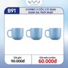  B91 - Combo 3 cốc có quai trơn Xanh da trời nhạt 
