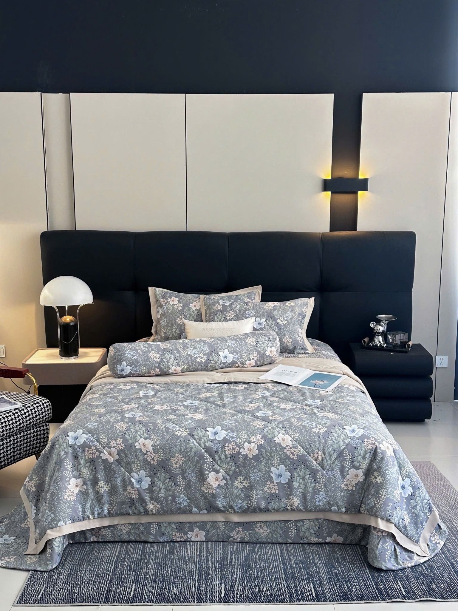  A15 - Bộ Chăn Ga Gối Cotton Lụa Hàn Korea Nine Sweet Hoa Nhiệt Đới (Chăn & Ga Chần Bông) 