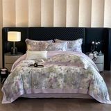  B77 - Bộ Chăn Ga Gối Lụa Thái 4 Món Huệ Tím 