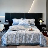  Bộ Chăn Ga Gối 4 Món Cao Cấp Lụa Thái Họa Tiết Hoa 