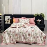  Bộ Chăn Ga Gối 4 Món Cao Cấp Lụa Thái Họa Tiết Hoa 