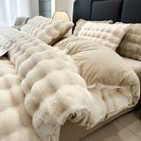  Bộ Chăn Ga Gối Nỉ Lông Cáo Kem 