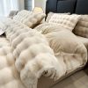  Bộ Chăn Ga Gối Nỉ Lông Cáo Kem 