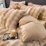  Bộ Chăn Ga Gối Nỉ Lông Cáo Nâu Loang 