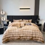  Bộ Chăn Ga Gối Nỉ Lông Cáo Nâu Loang 