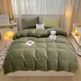  S11 - Bộ Chăn Ga Gối Nỉ Nhung Tuyết Sữa 2025 