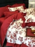  S16 - Bộ Chăn Ga Gối Lụa Cưới 100s Họa Tiết Hoa Đỏ 