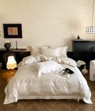  S21 - Bộ Chăn Ga Gối Lụa 120s Dệt Hoa Chìm Luxury Silk Ánh Kem 