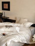  S21 - Bộ Chăn Ga Gối Lụa 120s Dệt Hoa Chìm Luxury Silk Ánh Kem 