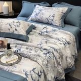  B73 - Bộ Chăn Ga Gối Lụa Thái 4 Món Trúc Xanh 