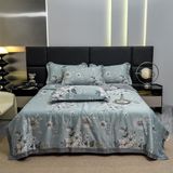  B72 - Bộ Chăn Ga Gối Lụa Thái 4 Món Hướng Dương Xanh 