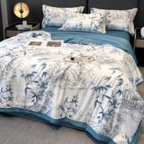  B73 - Bộ Chăn Ga Gối Lụa Thái 4 Món Trúc Xanh 