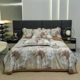  B2 - Bộ Chăn Ga Gối Lụa Thái 4 Món Bạch Quả Nâu 