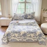  Bộ Chăn Ga Gối 4 Món Cao Cấp Lụa Thái Họa Tiết Hoa 