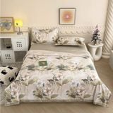  Bộ Chăn Ga Gối 4 Món Cao Cấp Lụa Thái Họa Tiết Hoa 