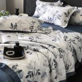  B24 - Bộ Chăn Ga Gối Lụa Thái 4 Món Hoa Lụa Khói 