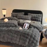  Bộ Chăn Ga Gối Nỉ Lông Cáo Xám Đậm 