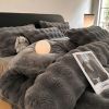  Bộ Chăn Ga Gối Nỉ Lông Cáo Xám Đậm 