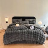  Bộ Chăn Ga Gối Nỉ Lông Cáo Xám Đậm 