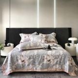  Bộ Chăn Ga Gối 4 Món Cao Cấp Lụa Thái Họa Tiết Hoa 