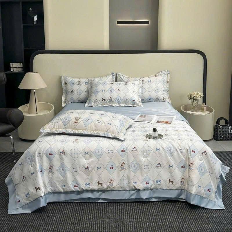  B7 - Bộ Chăn Ga Gối Lụa Thái 4 Món Cherry Xanh 