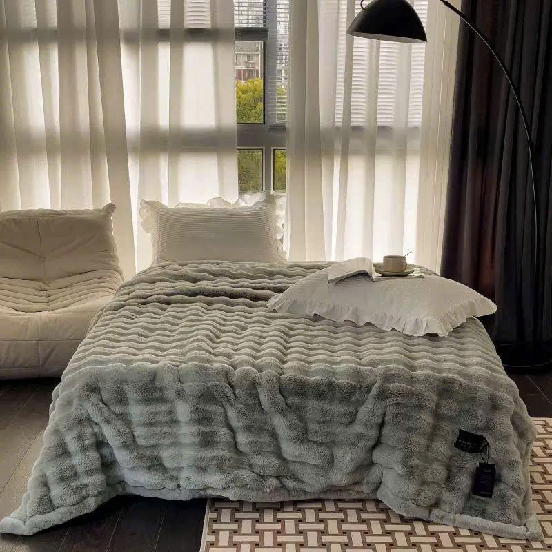  C09 - Chăn Lông Hồ Ly Màu Xám Ngọc Trai (Tặng Túi) 