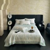  Bộ Chăn Ga Gối Lụa Tencel 40s Họa Tiết Hoa Tường Vy Xanh Ngọc 