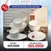  B09 - Combo bát đĩa màu trắng kèm 10 đôi đũa 