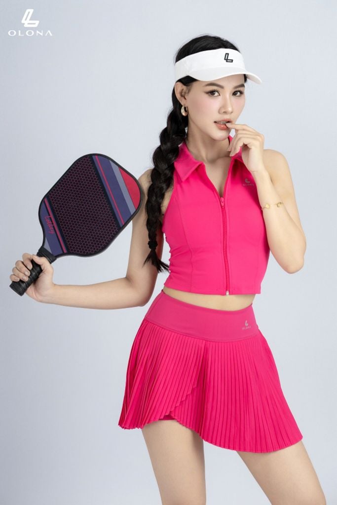 Chân Váy Xếp Ly Vạt Chéo Thể Thao Nữ Olona Tôn Dáng Thoáng Mát Tập Pickleball Tennis V25
