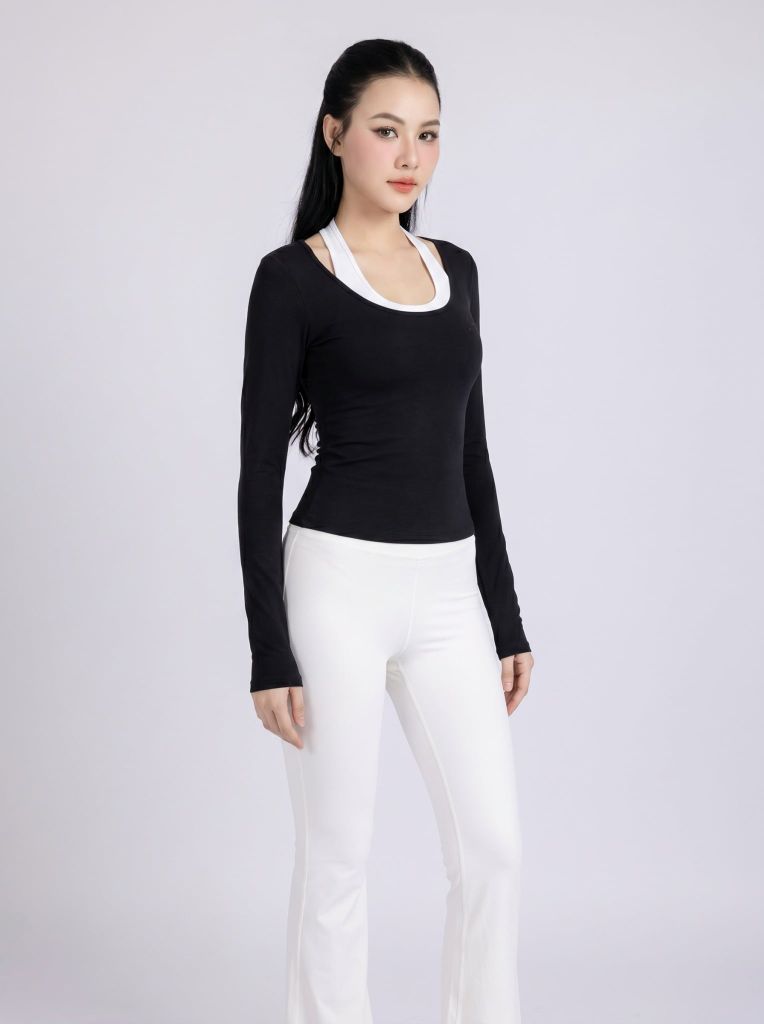 Áo Thun Dài Tay Ôm Dáng Vải Mềm Mát Tập Pilates Yoga H36