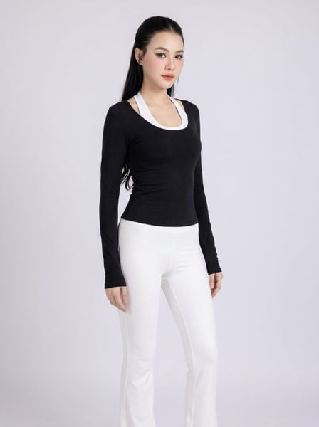Áo Thun Dài Tay Ôm Dáng Vải Mềm Mát Tập Pilates Yoga H36