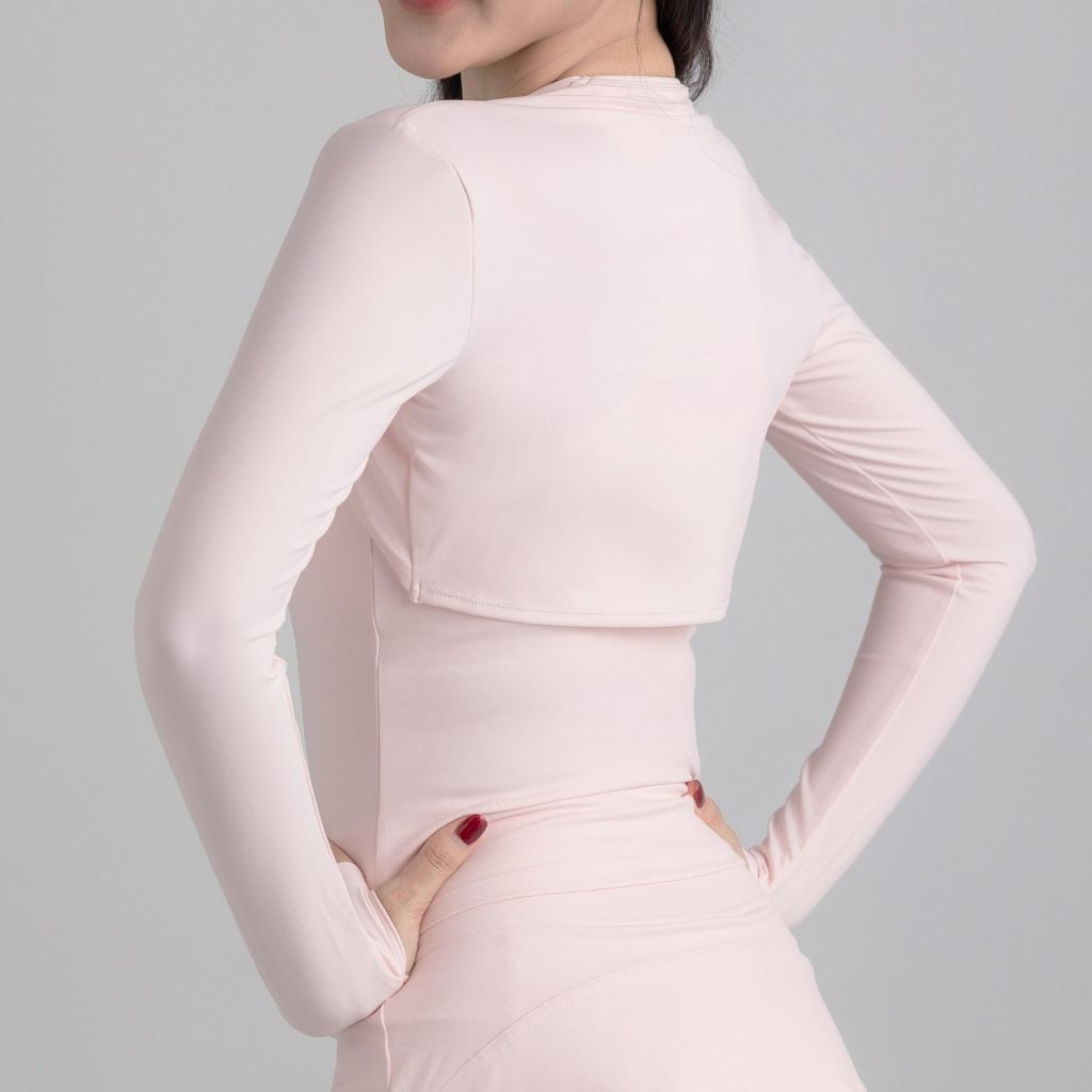 Áo Khoác Croptop Tay Dài Thể Thao Nữ Chất Thun H14