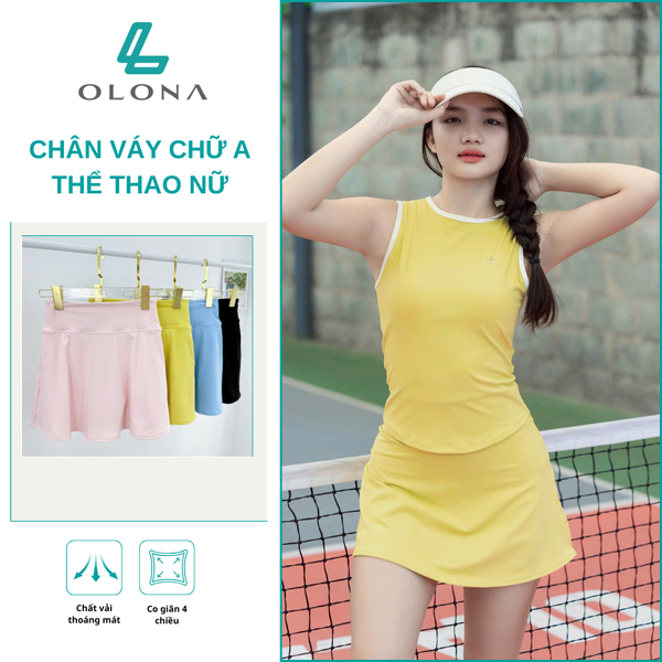 Chân Váy Thể Thao Nữ Chữ A Olona Sports Co Giãn 4 Chiều Vải Mát Dáng Đẹp Tôn Eo V22