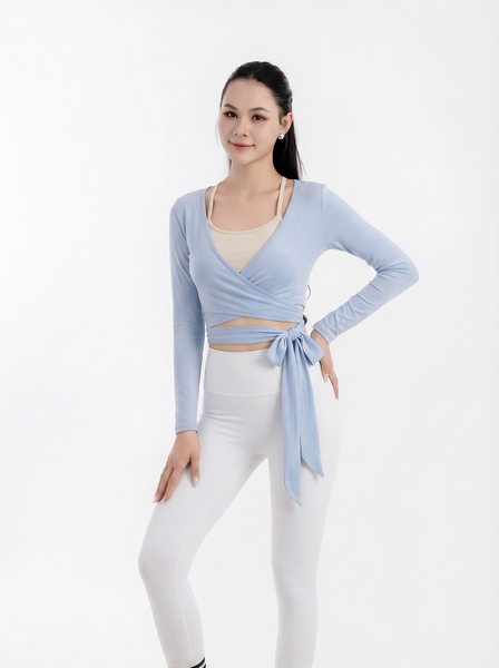 Áo Khoác Thiết Kế Đắp Chéo Buộc Eo Tập Pilates Yoga Gym H35