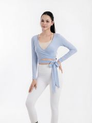 Áo Khoác Thiết Kế Đắp Chéo Buộc Eo Tập Pilates Yoga Gym H35