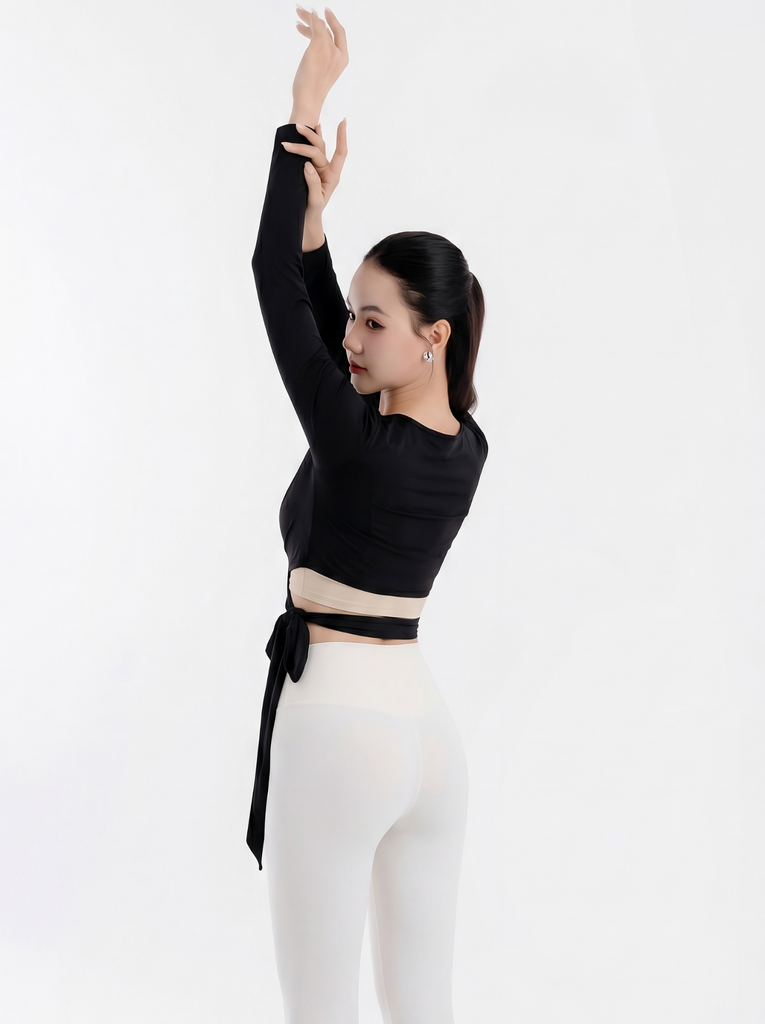 Áo Khoác Thiết Kế Đắp Chéo Buộc Eo Tập Pilates Yoga Gym H35