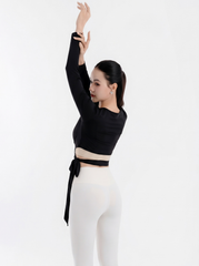 Áo Khoác Thiết Kế Đắp Chéo Buộc Eo Tập Pilates Yoga Gym H35