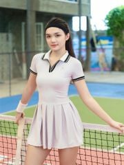 Set Váy Thể Thao Nữ Cổ Trụ Olona Sports Chơi Tennis Pickleball Dáng Đẹp Vải Mát Mịn SB11