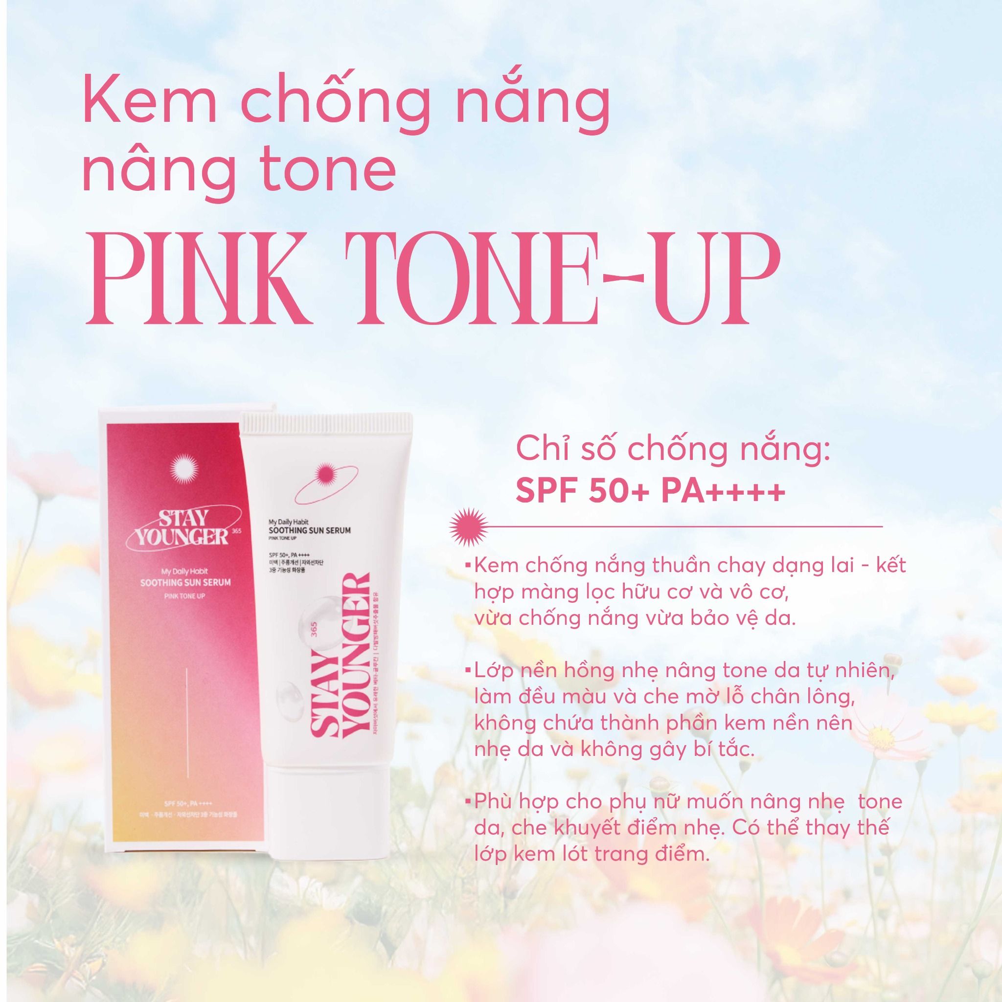  Kem chống nắng Stay Younger Pink Tone Up 