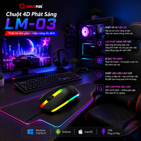  Chuột 4D Phát Sáng LM-03 