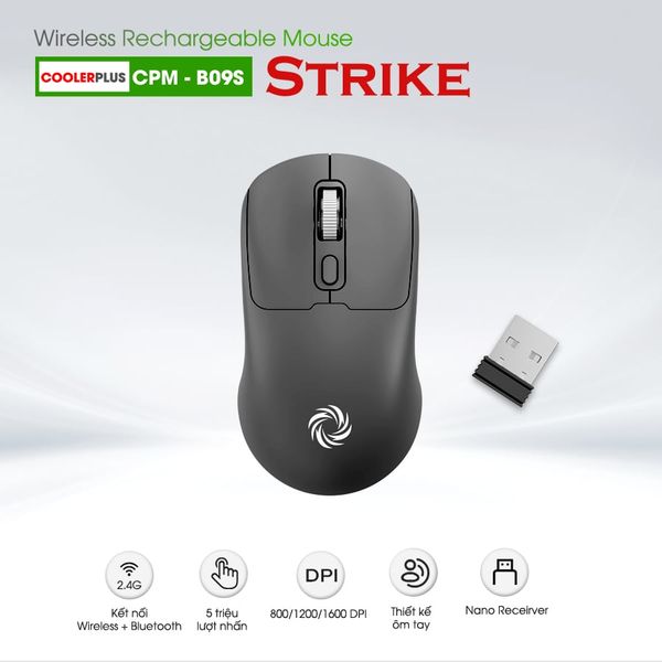  Chuột sạc Bluetooth + Wireless 2.4Ghz CPM-B09 