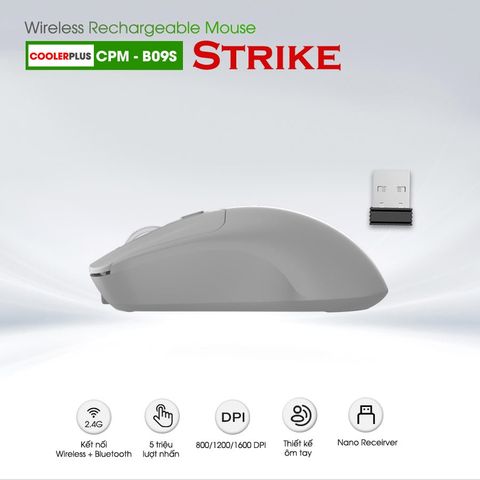  Chuột sạc Bluetooth + Wireless 2.4Ghz CPM-B09 